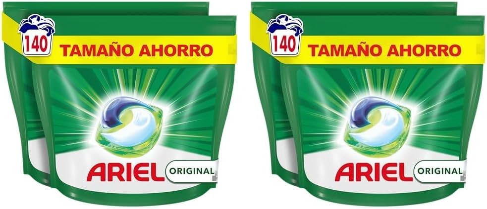 Ariel ▫️ All In 1 PODS, Detergente Líquido para Máquina de Lavar Roupa 140 Cápsulas Original Wash, 5 Acções, (Embalagem de 2)