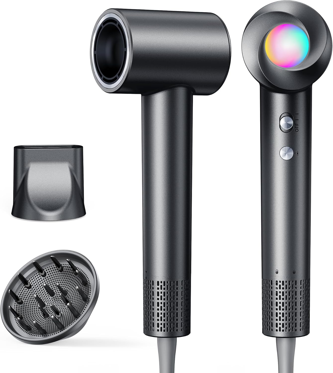 Haokoo ▫️ Secador de Cabelo Profissional, Iónico de Alta Velocidade 150.000 RPM - Secagem Rápida sem Danos, Leve 365g, 8 Definições com Difusor, para Casa e Viagens