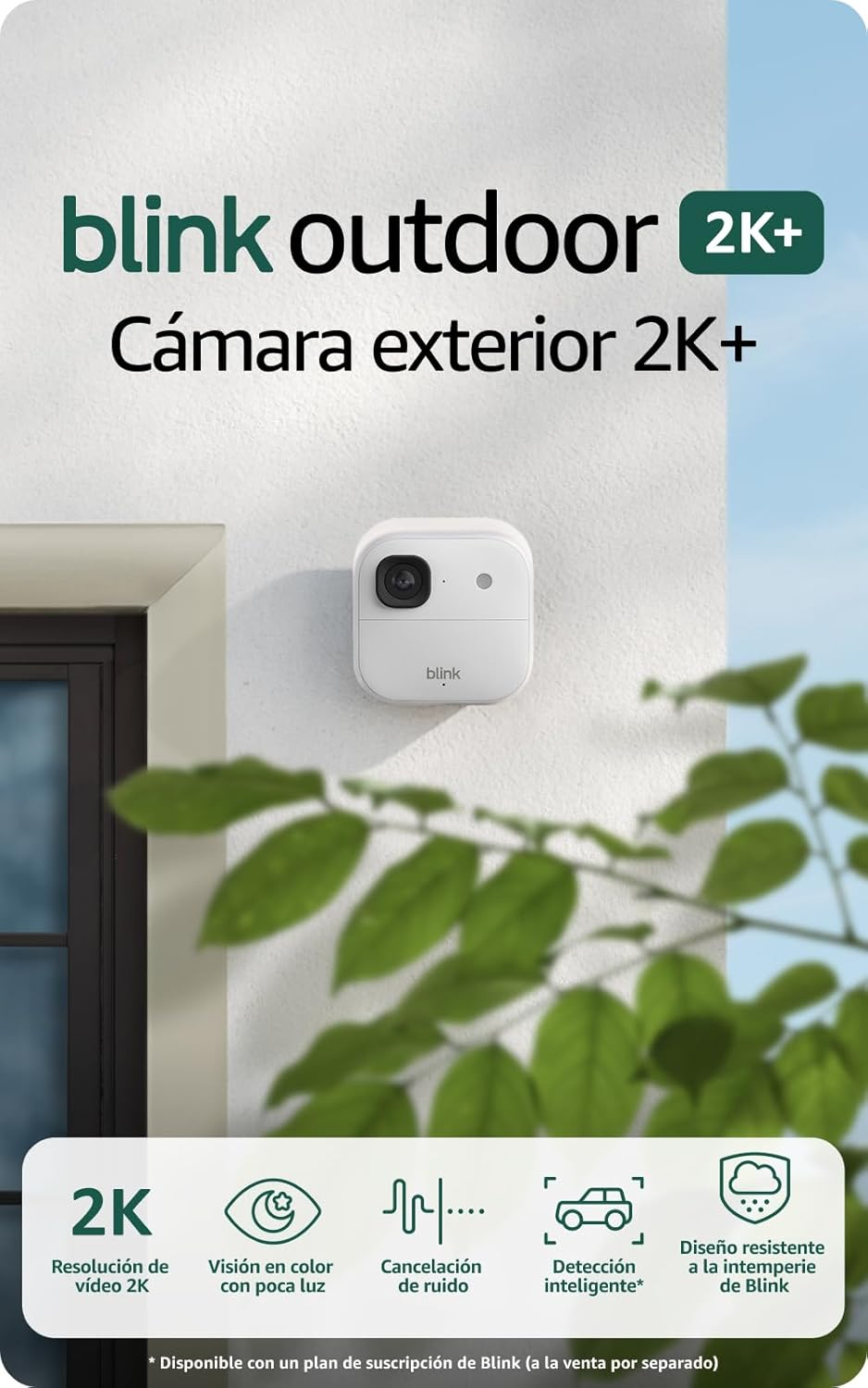 Blink ▫️ Câmara de exterior 2K+ (última geração) - câmara de segurança inteligente sem fios, resolução de vídeo 2K, módulo de sincronização básico Incluído: 1 sistema de câmara, Branco