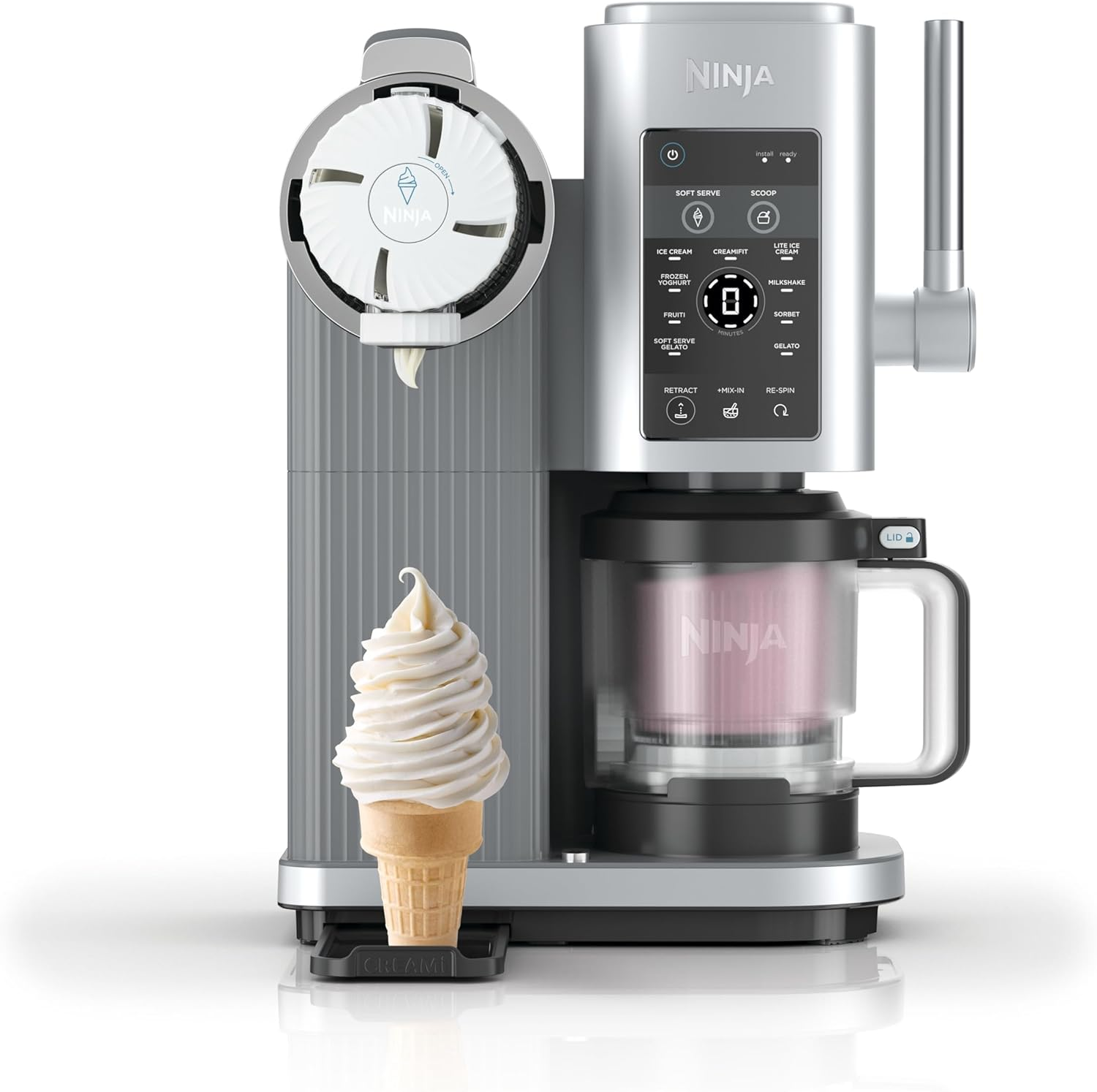 Ninja ▫️ Máquina de gelados e máquina de iogurte congelado CREAMi Scoop & Swirl com 2 cubas, 13 funções, prepara gelado, gelado cremoso, gelato, sorvete, batido e muito mais, seleção de extras, Prata, NC701EU