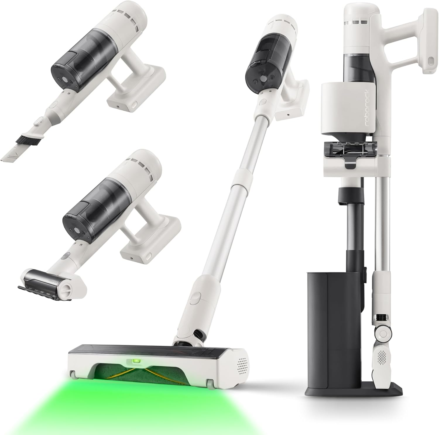 roborock ▫️ Aspirador sem fios H60 Hub com base de despejo automático, bateria amovível até 60 min, 115 AW para pêlos de animais de estimação, escova multi-superfícies para emaranhados, luz LED verde