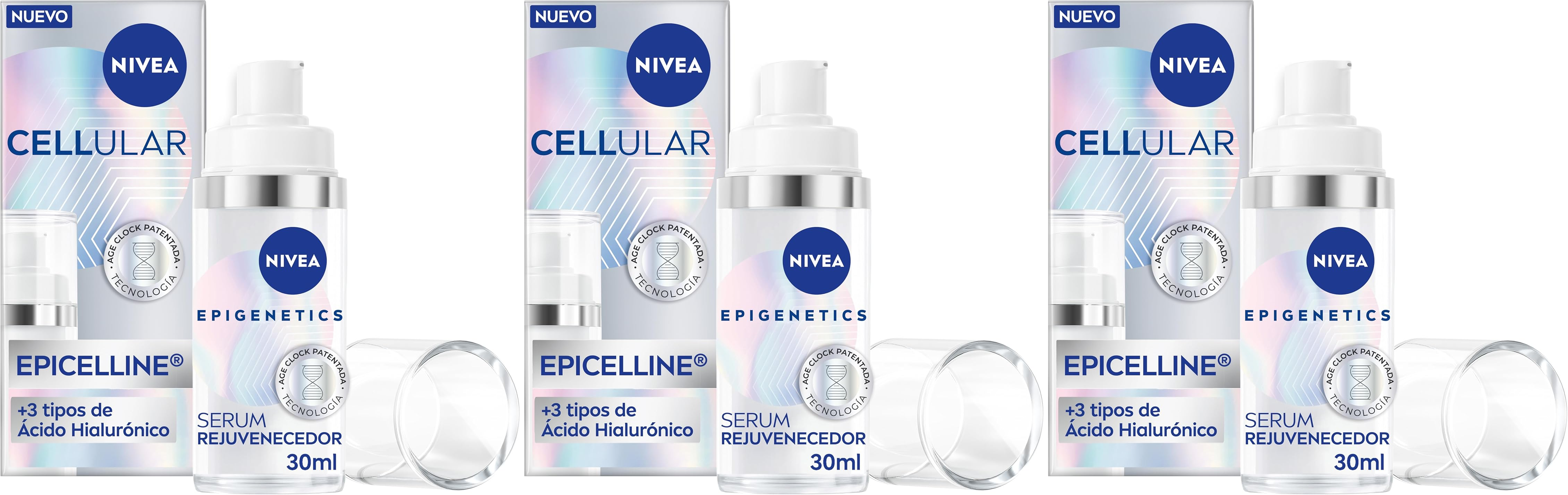 NIVEA ▫️ Cellular Epigenetics - Sérum Facial Rejuvenescedor com Epicelline - Cuidado Anti-Envelhecimento para o Rosto - 3 tipos de Ácido Hialurónico - Reversão da Idade - Todos os tipos de pele - 30 ml