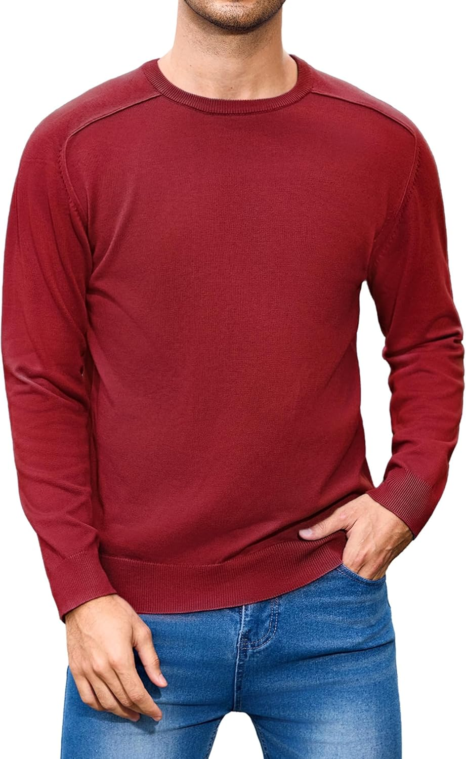 iClosam ▫️ Camisola para homem Camisola de manga comprida com gola redonda Camisola de malha para trabalho