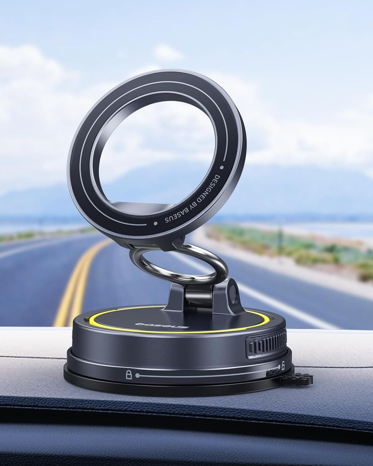 Baseus ▫️ VC2 Flex Magnetic Car Car Mount Suction Cup, Magsafe Car Dashboard & Windscreen Mount, Ajustável 720° e Dobrável para iPhone 16 15 14 13 12 Pro MAX