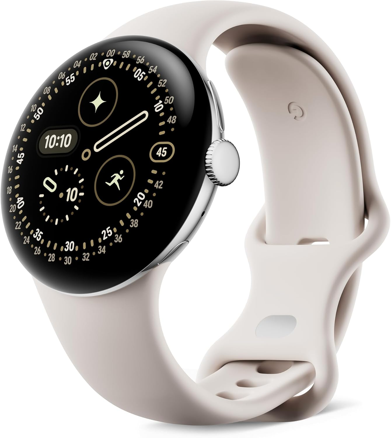 Google ▫️ Pixel Watch 4 (41 mm) - Relógio inteligente Android Wear com monitorização da forma física e Gemini Assist - Caixa de alumínio prateado polido - Bracelete desportiva em porcelana - Wi-Fi