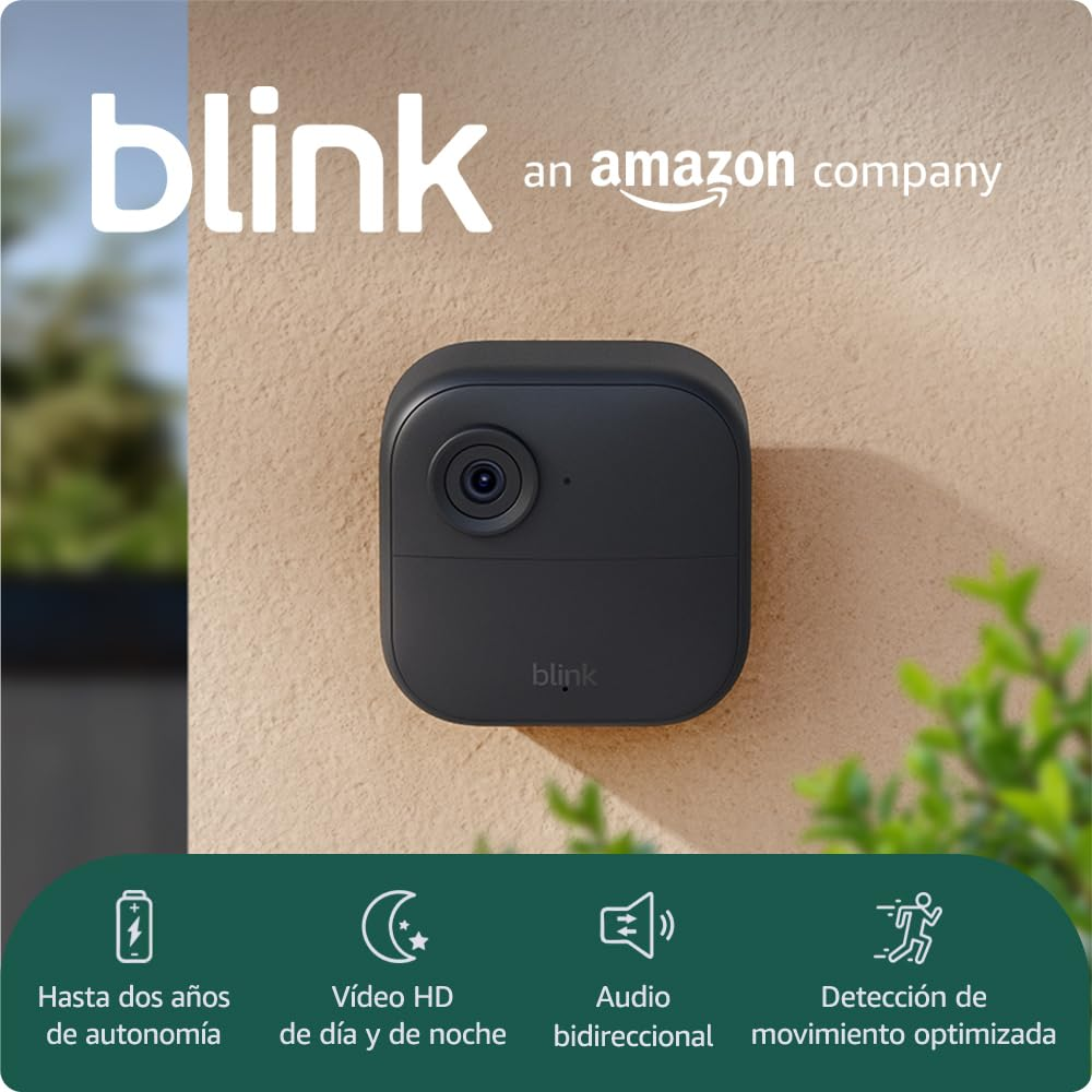 Blink ▫️ Novo Outdoor 4 + Videotimbre (preto): câmara de segurança inteligente HD sem fios, 2 anos de autonomia (sistema de 2 câmaras com Sync Module Core incluído)