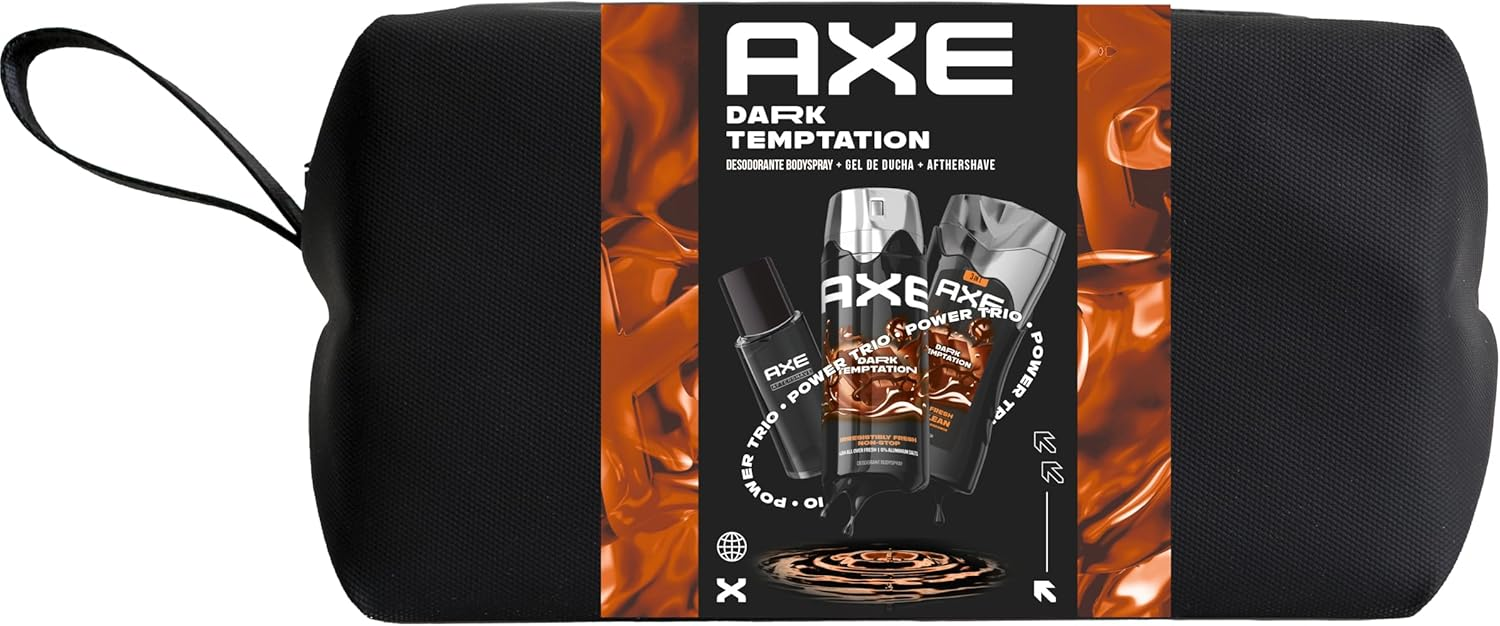 AXE ▫️ Dark Temptation Trio Toiletry Bag para a higiene e cuidados pessoais dos homens
