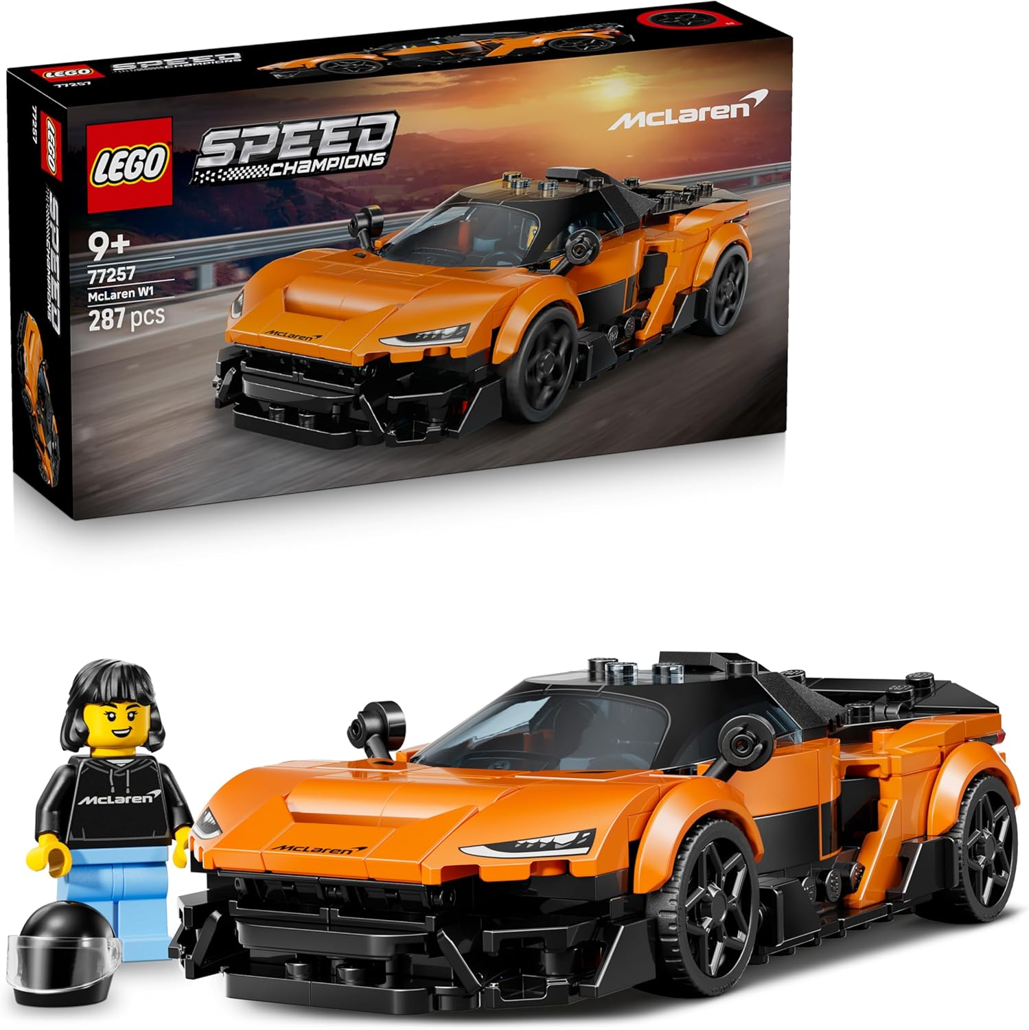 LEGO ▫️ Speed Champions McLaren W1 - O Verdadeiro Supercarro - Carro de Corrida com Minifigura de Condutor - Conjunto de Construção e Ideia de Presente para Crianças com Mais de 9 Anos - 77257