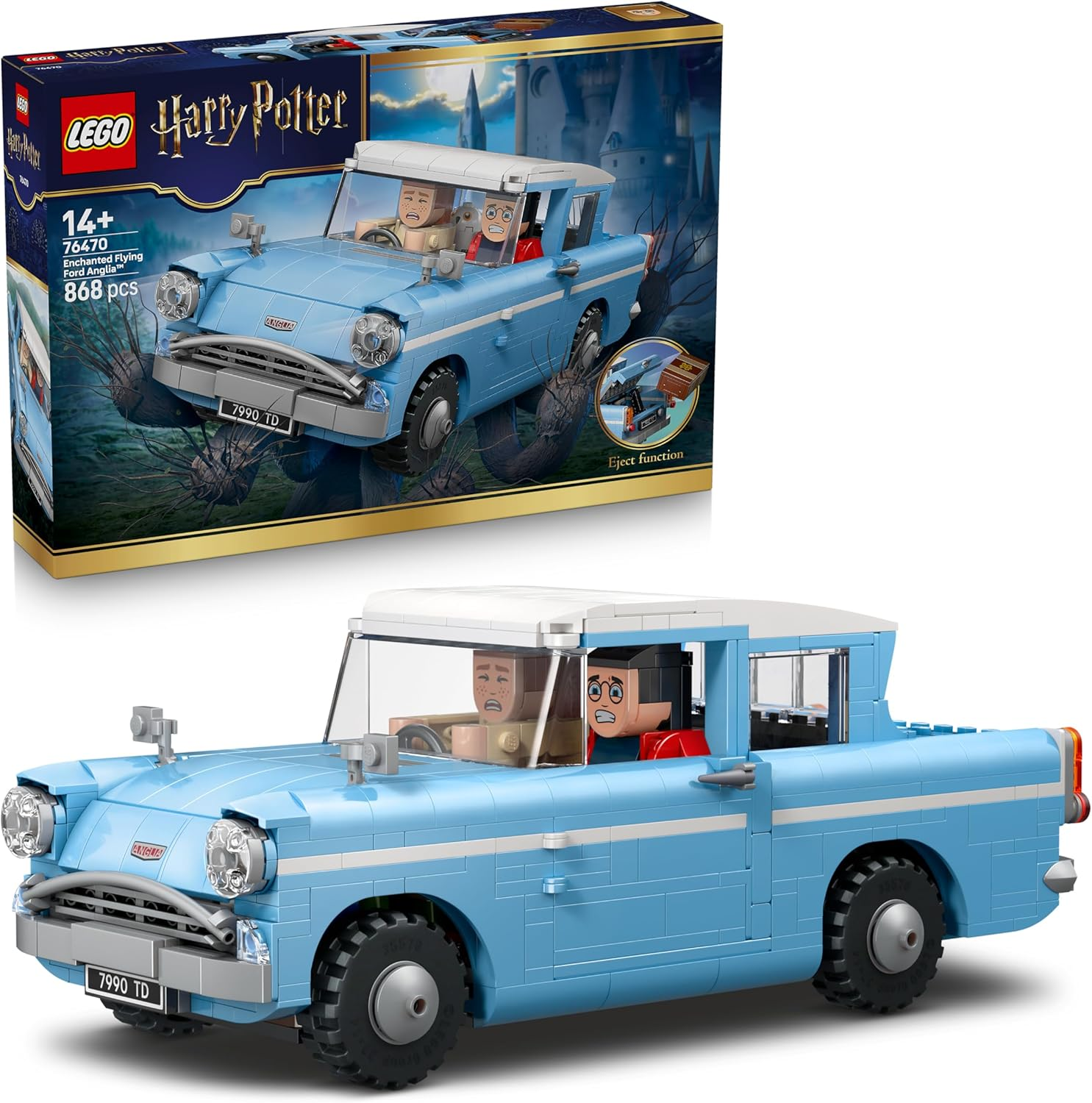 LEGO ▫️ Harry Potter Enchanted Flying Ford Anglia - Modelo de Carro e Figuras de Harry, Ron e Hedwig - Prenda do Dia do Pai - Prenda para Raparigas e Rapazes com mais de 14 anos Fãs de Harry Potter - 76470