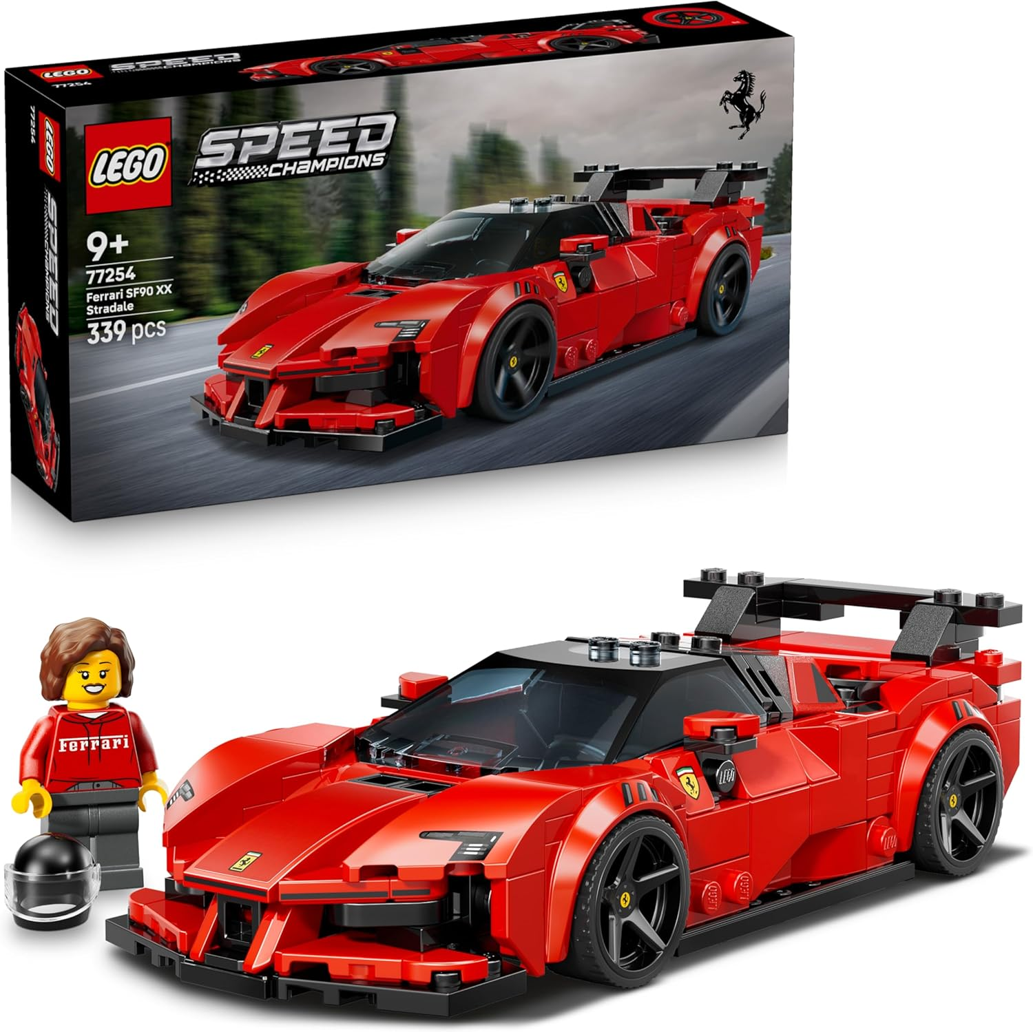LEGO ▫️ Speed Champions Ferrari SF90 XX Stradale Sports Car - Modelo de Carro de Brinquedo com Minifigura de Condutor Colecionável - Prenda de Páscoa para Crianças com Mais de 9 Anos e Fãs de Carros - 77254