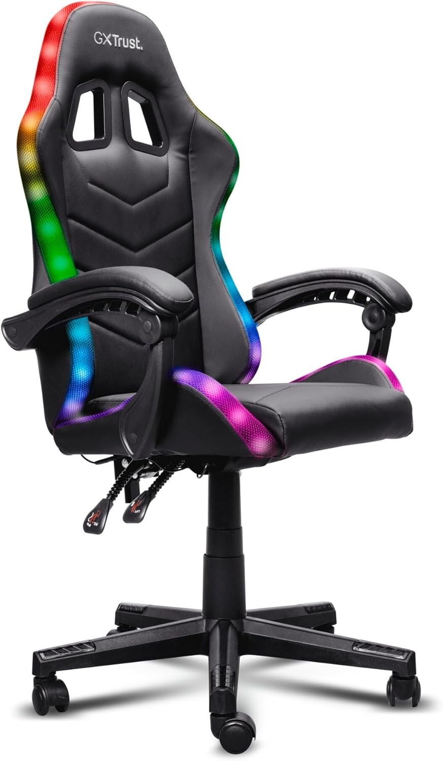 Trust Gaming ▫️ GXTrust 704 Roniq Gaming Chair com luzes LED, 178 cores e efeitos, inclinação e altura ajustável, cadeira de secretária com iluminação RGB, escritório, PC, preto