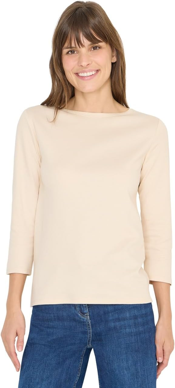 Cecil ▫️ Damen Basic Shirt In Unifarbe T-Shirt Básica em Unifarbe Cor Lisa Mulher