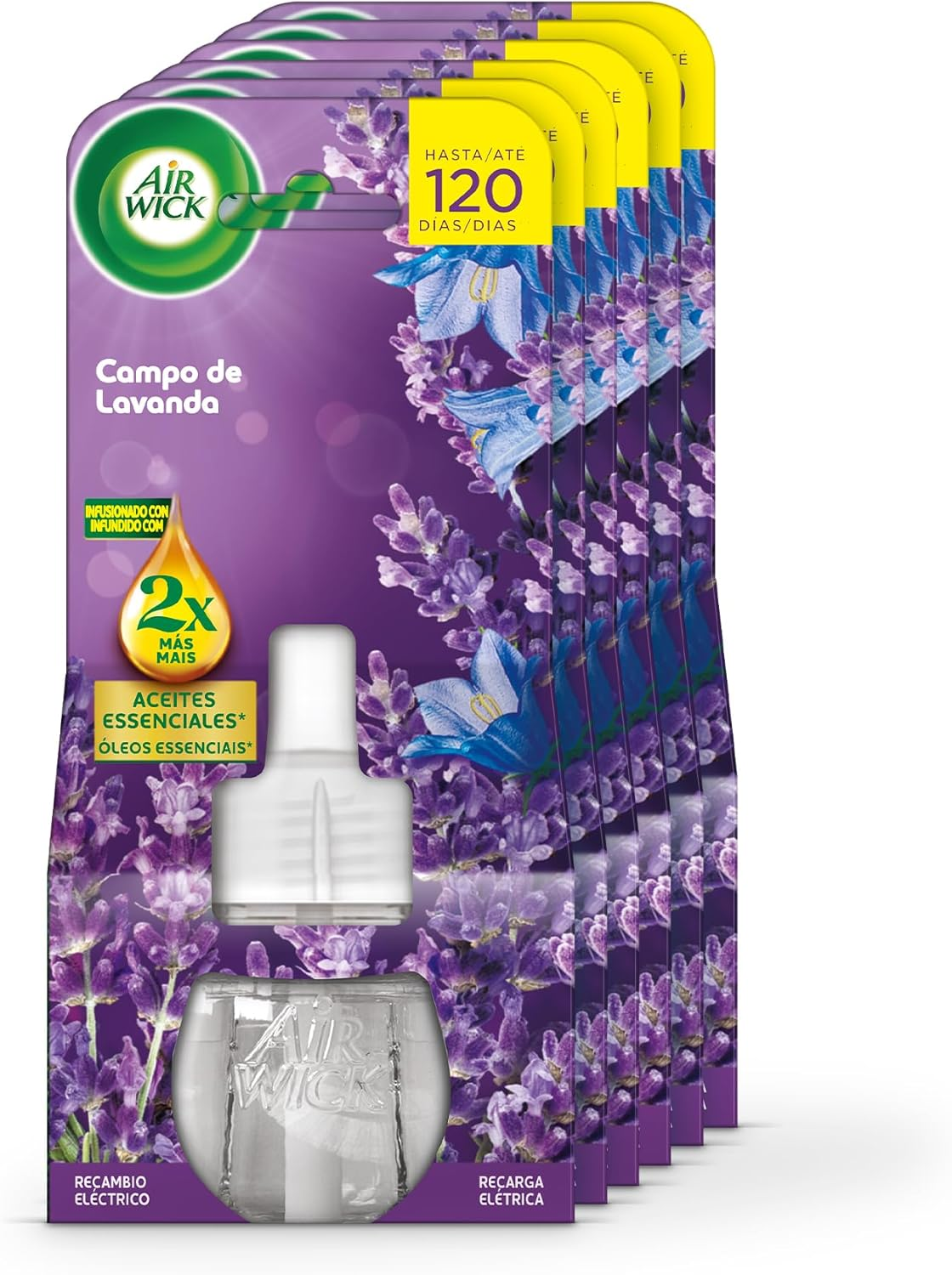 Air Wick ▫️ MEGA PACK de 6, Electric - Recarga de ambientador Electric com aroma de lavanda, infundido com 2 vezes mais óleos essenciais.