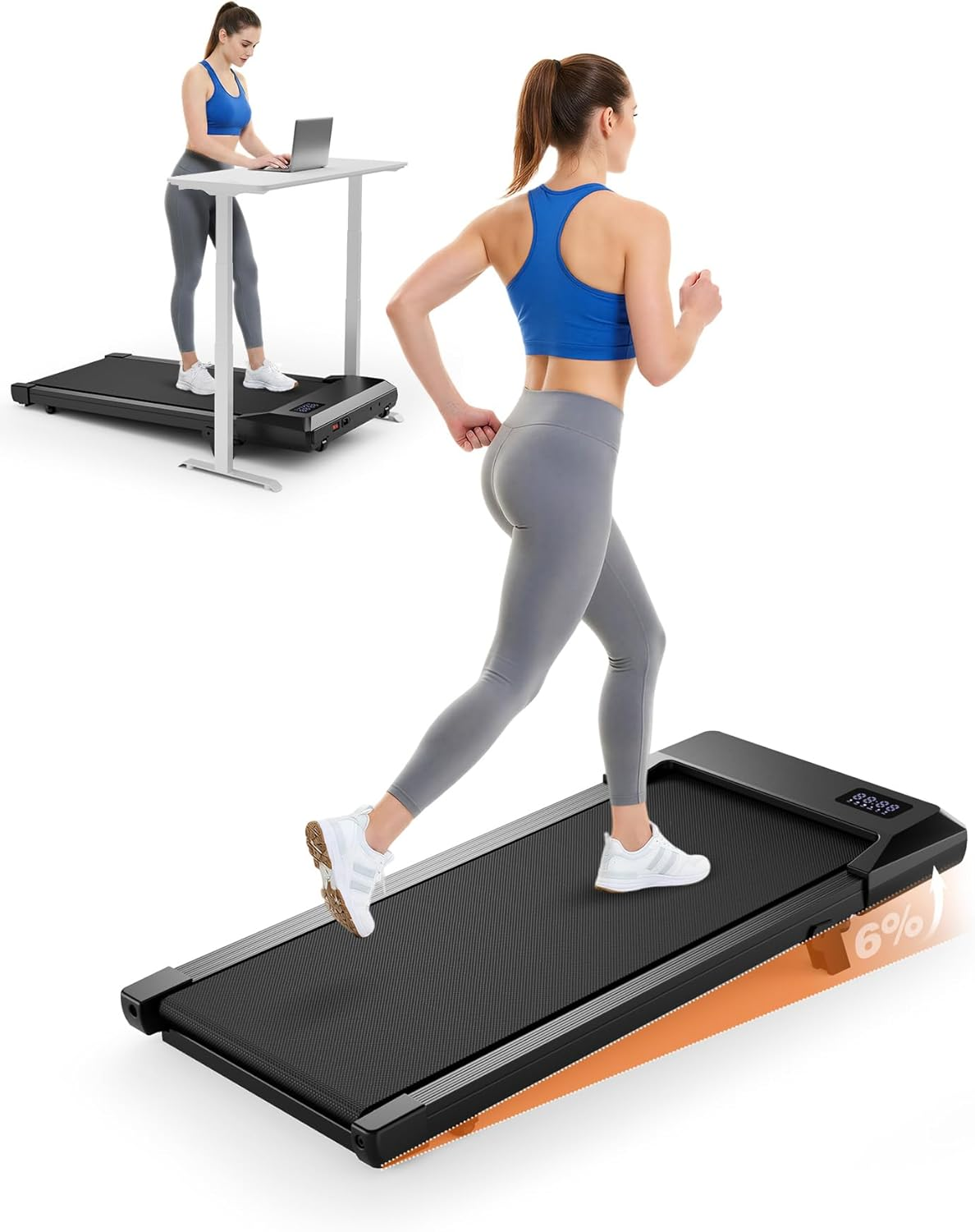 Superun ▫️ Raceable High Tech Portable Treadmill, MAX 136KG Treadmill Desktop Treadmill App Control, Walking Pad with Exercise Courses and Multiplayer Home/Office Running