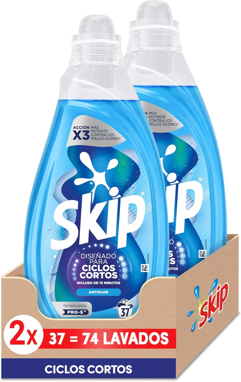Skip ▫️ Detergente Ciclo Curto Anti-odor 37 LAV (Embalagem de 2)