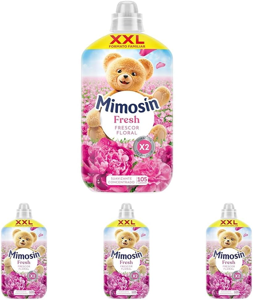 Mimosín ▫️ Mimosin Floral Freshness Softener Concentrado 105 lavagens (Embalagem de 4)