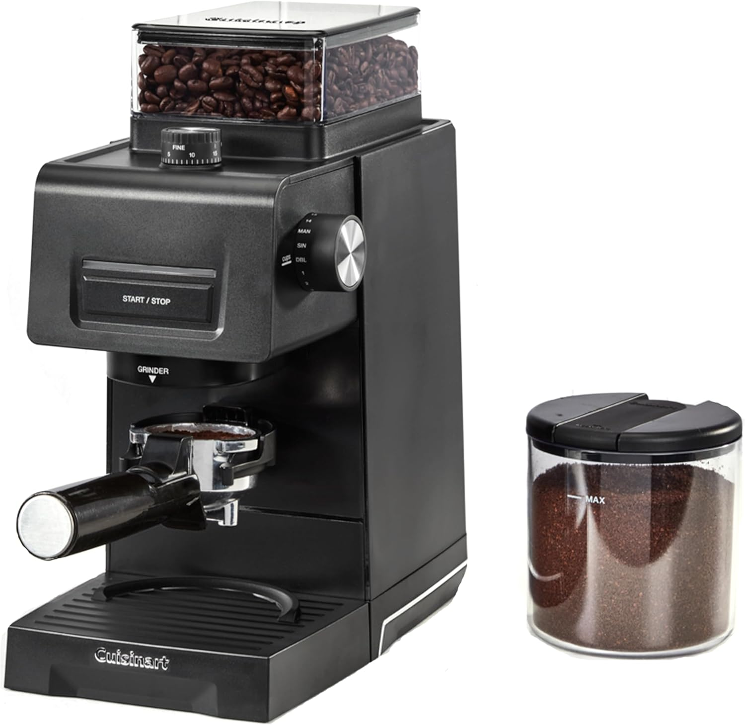 CUISINART ▫️ Moinho elétrico cónico de café e expresso | 35 posições de moagem | Tecnologia anti-estática | Depósito de 225 g com tampa selada | Suporte de filtro compatível | Seletor 1-14 chávenas | Inclui colher