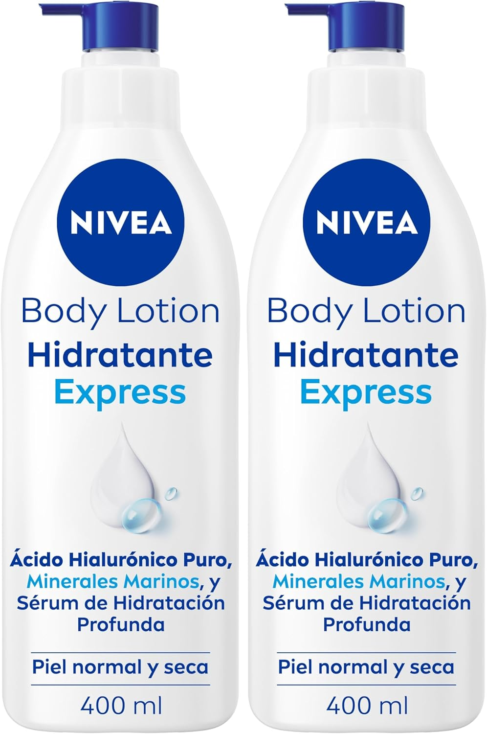 NIVEA ▫️ Body Lotion Moisturising Express - Loção Corporal - Hidratação 72h - Ácido Hialurónico, Minerais Marinhos e Sérum de Hidratação Profunda - Fórmula Ultra Leve - Pele Normal a Seca - 400 ml